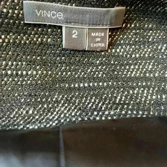 Vince Black Off White Zip Up Tweed Jacket/Blazer with leather trim Size 2. - Picture 4 of 12